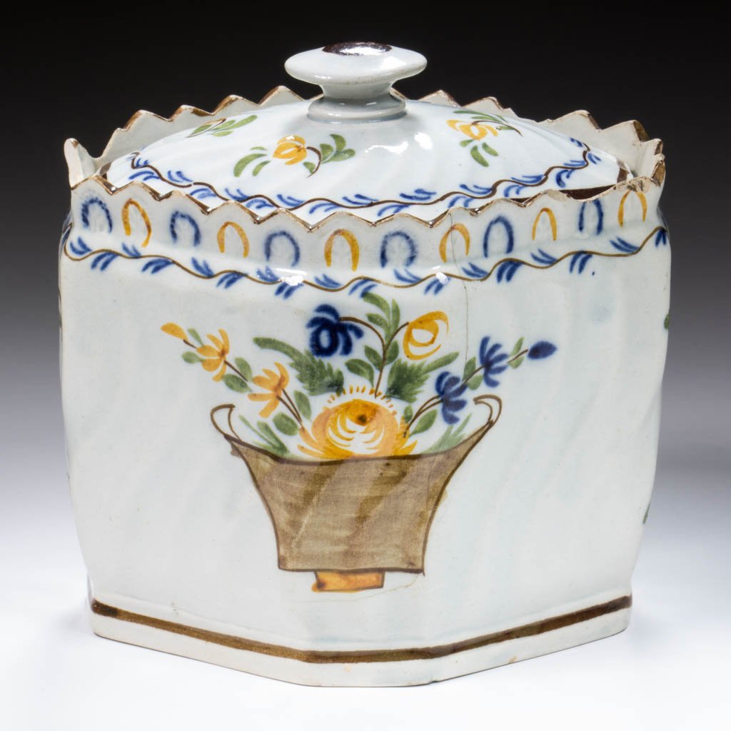 ENGLISH PEARLWARE CERAMIC COVERED SUGAR (1 of 3)
