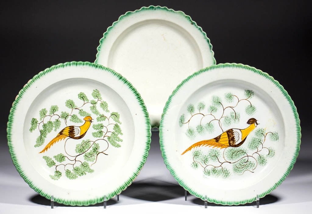 ENGLISH SHELL EDGE CERAMIC PLATES, LOT OF THREE (1 of 1)