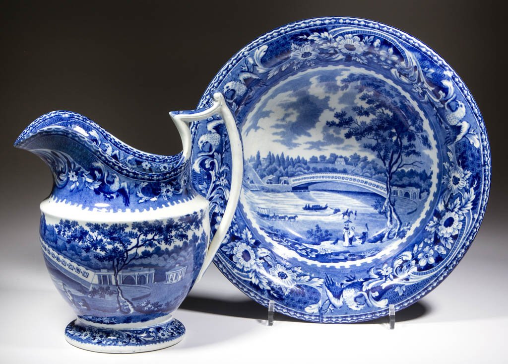 ENGLISH TRANSFER-PRINTED AMERICAN VIEWS CERAMIC PITCHER (1 of 1)