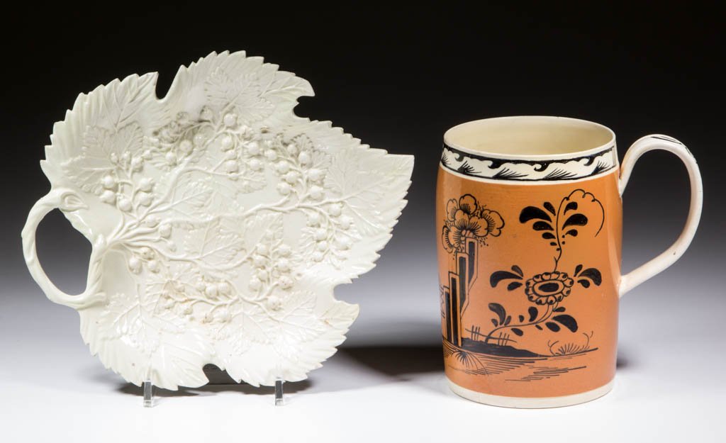 ENGLISH CREAMWARE CERAMIC ARTICLES, LOT OF TWO (1 of 2)