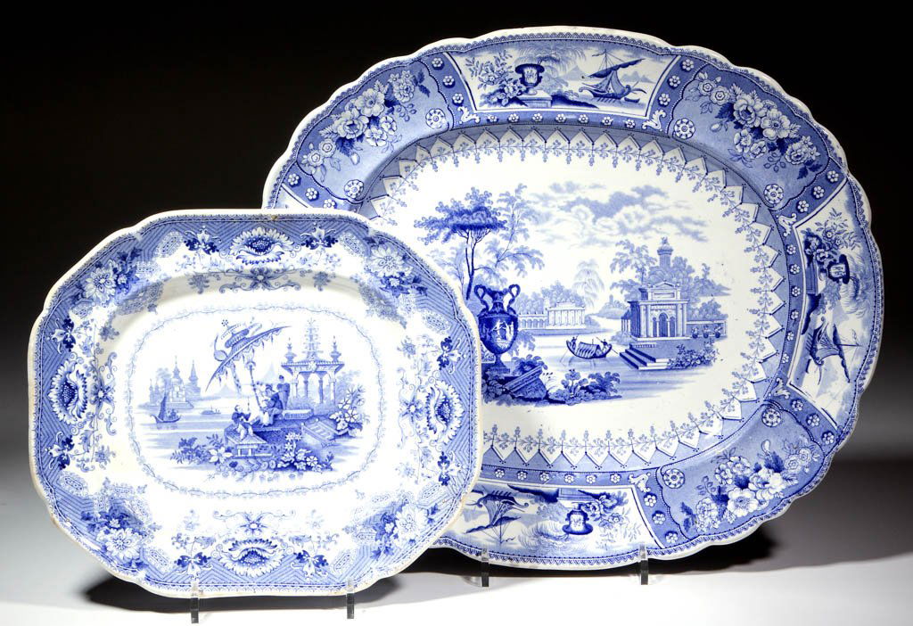 ENGLISH TRANSFER-PRINTED CERAMIC PLATTERS, LOT OF TWO (1 of 1)