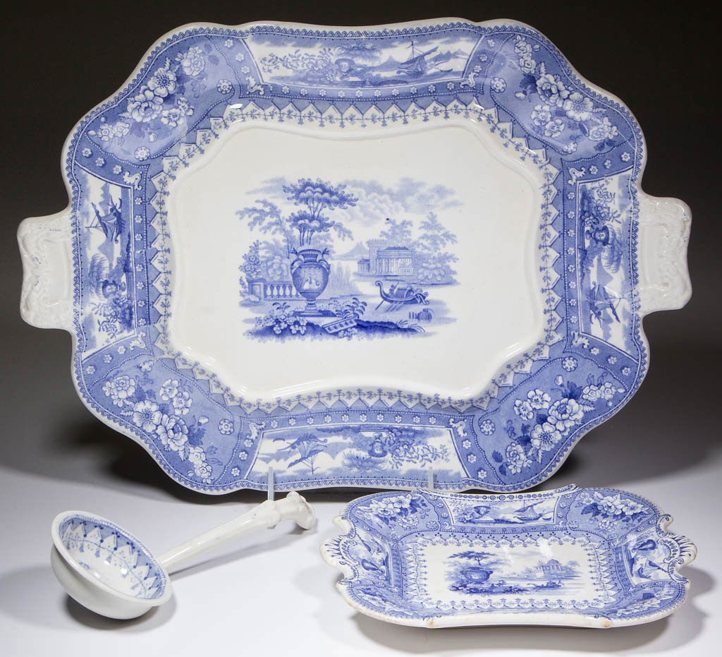 ENGLISH TRANSFER-PRINTED CERAMIC ARTICLES, LOT OF THREE (1 of 1)