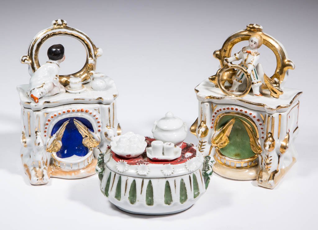 ENGLISH VICTORIAN CERAMIC FAIRING BOXES, LOT OF THREE (1 of 1)