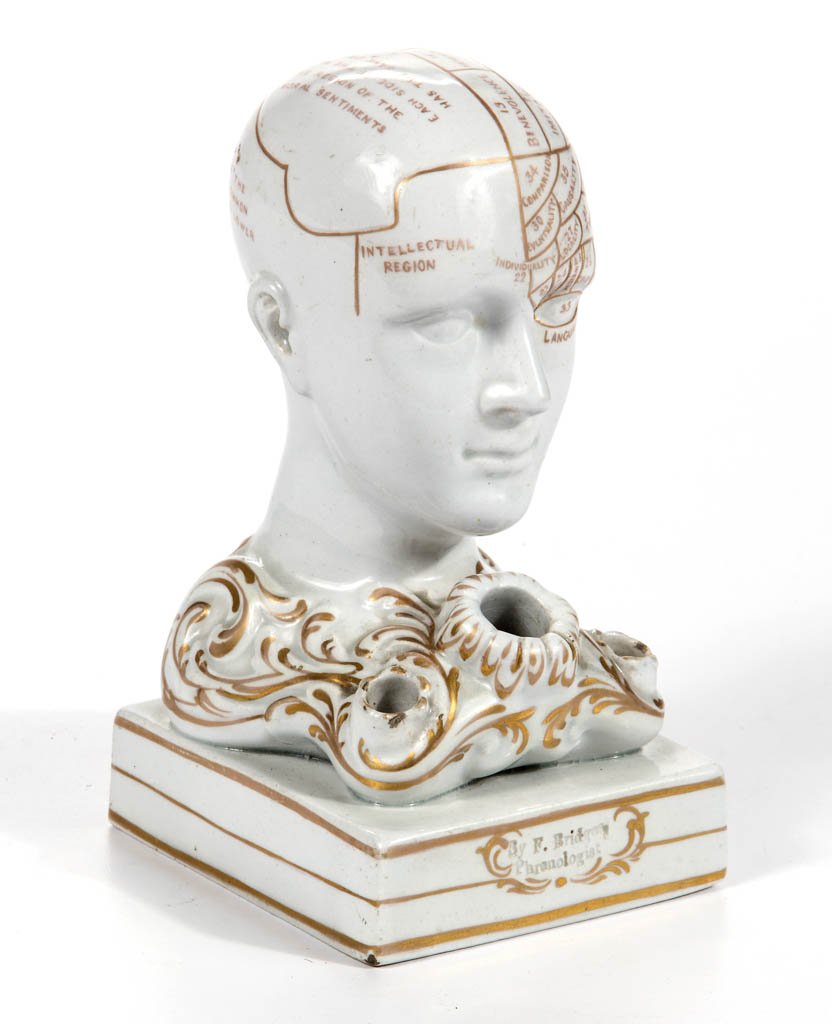 BENNINGTON-ATTRIBUTED GRANITEWARE PHRENOLOGY HEAD (1 of 2)