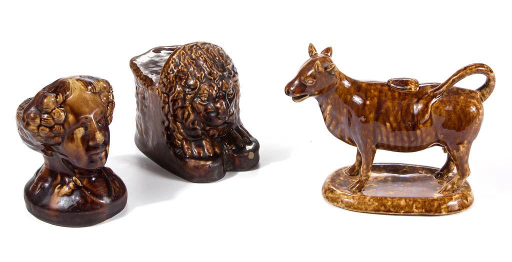 ROCKINGHAM GLAZE CERAMIC ARTICLES, LOT OF THREE (1 of 1)