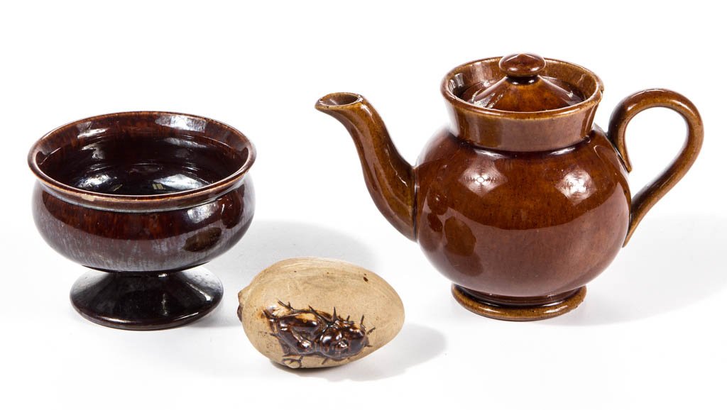 ROCKINGHAM GLAZE CERAMIC ARTICLES, LOT OF THREE (1 of 1)