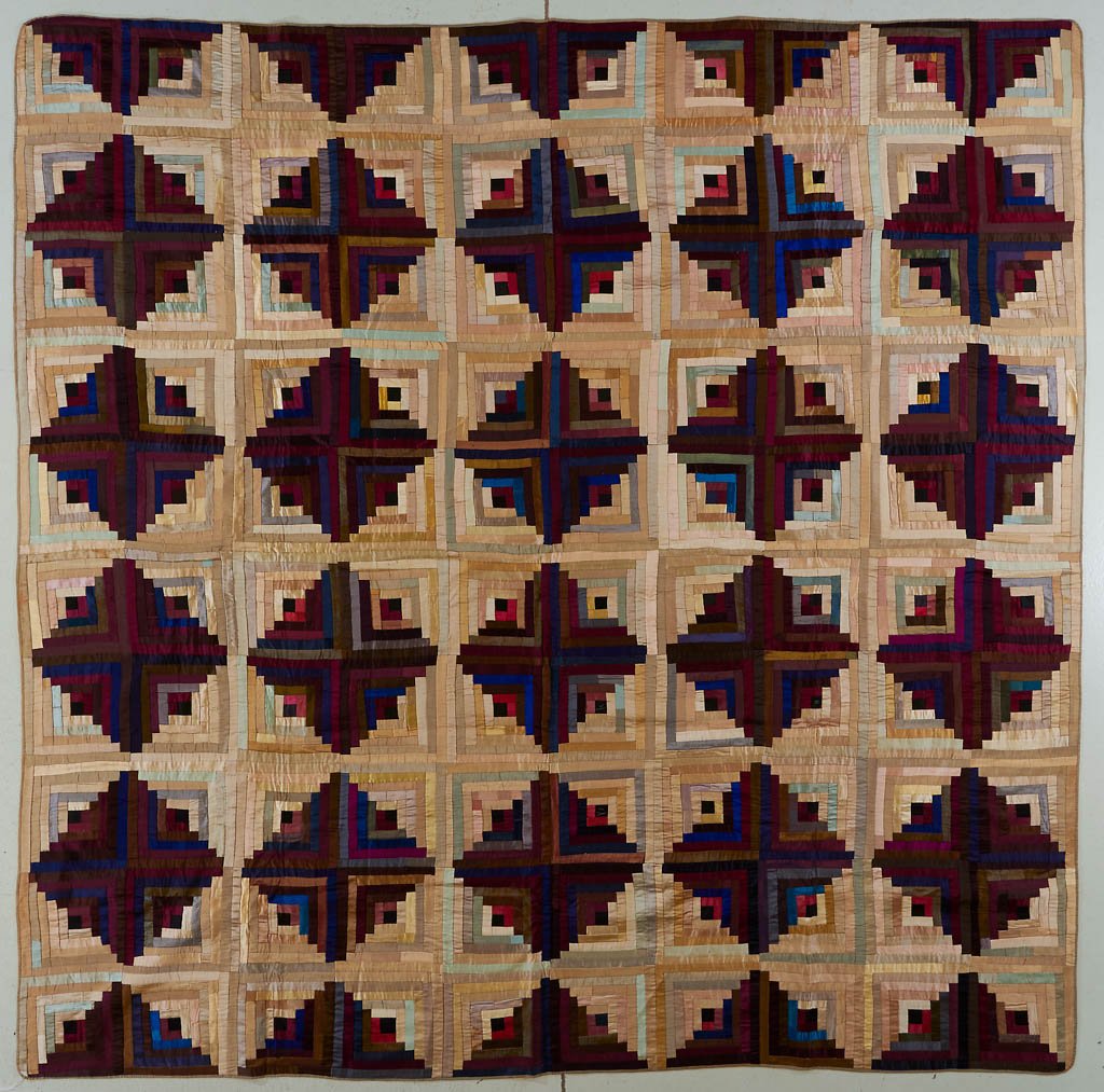 AMERICAN "LOG CABIN" PIECED QUILT (1 of 2)