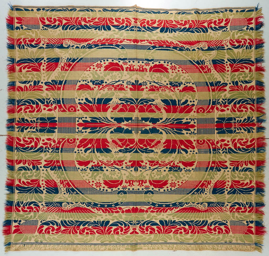 PENNSYLVANIA SIGNED JACQUARD COVERLET (1 of 2)