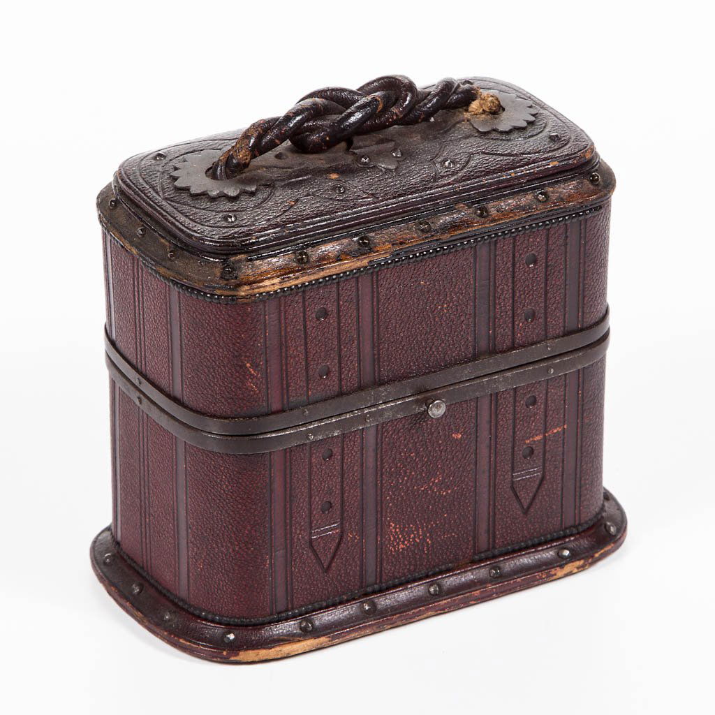 LEATHER COVERED WOODEN SEWING WORK BOX (1 of 4)