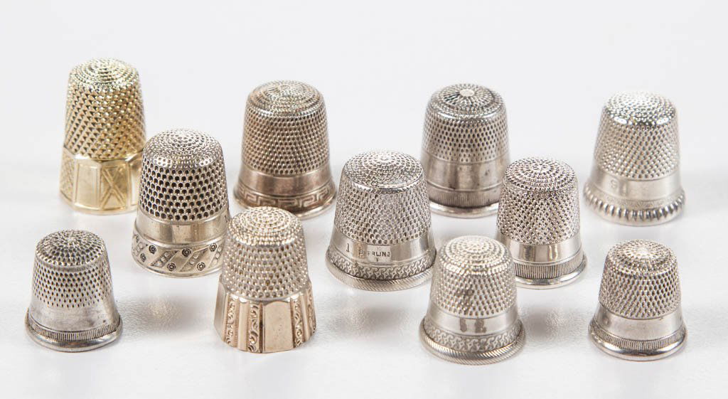 ASSORTED STERLING SILVER THIMBLES, LOT OF TEN (1 of 1)