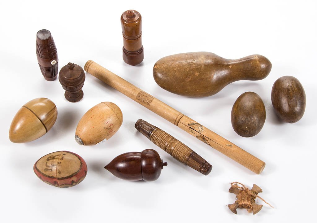 ASSORTED WOOD SEWING ARTICLES, LOT OF 13 (1 of 1)