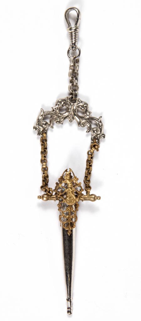 FRENCH FIGURAL MIXED METAL CHATELAINE APPENDAGE SCISSOR (1 of 1)