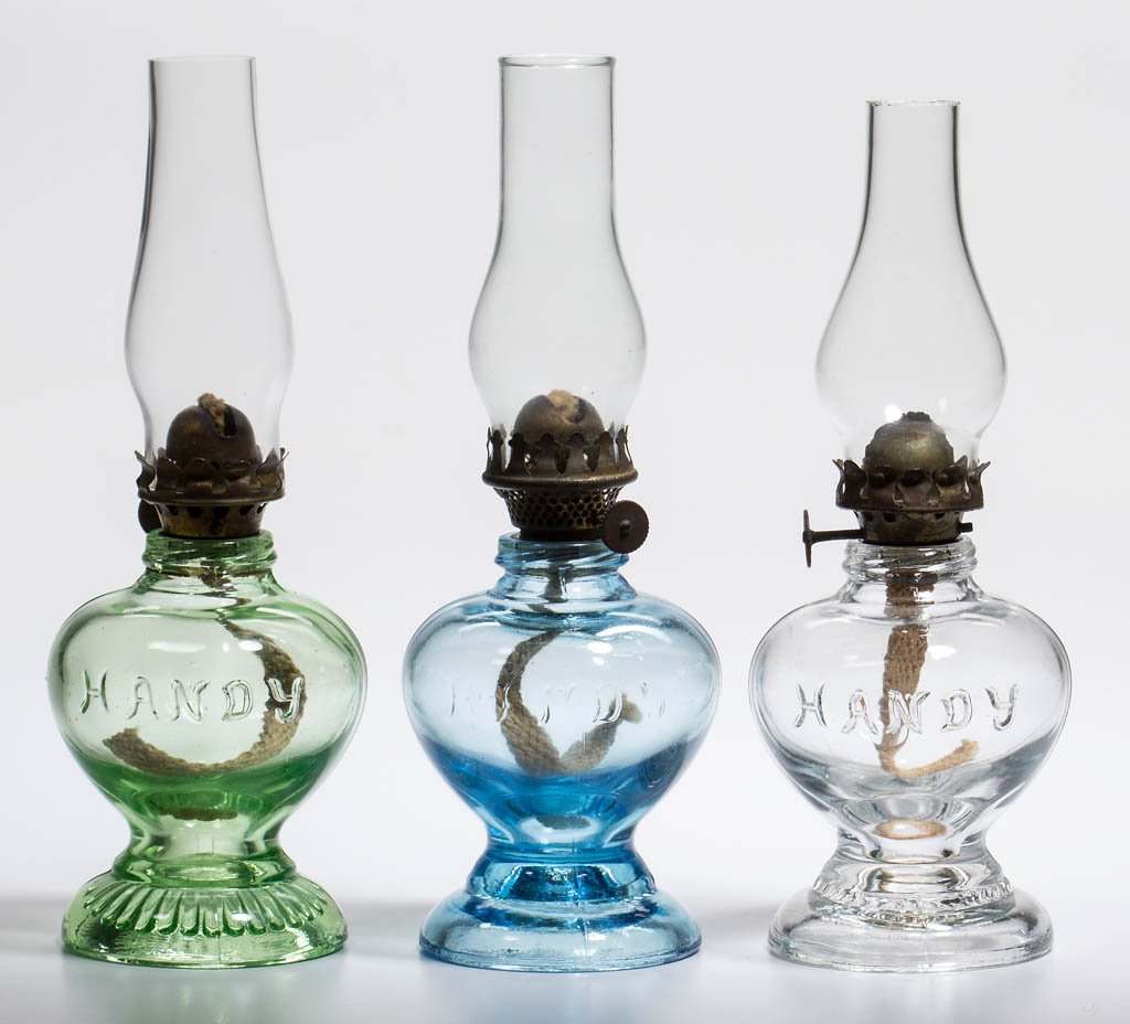 EMBOSSED "HANDY" MINIATURE LAMPS, LOT OF THREE (1 of 1)