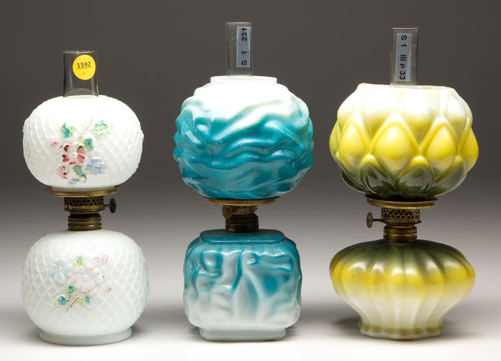 ASSORTED PATTERN MINIATURE LAMPS, LOT OF THREE (1 of 1)