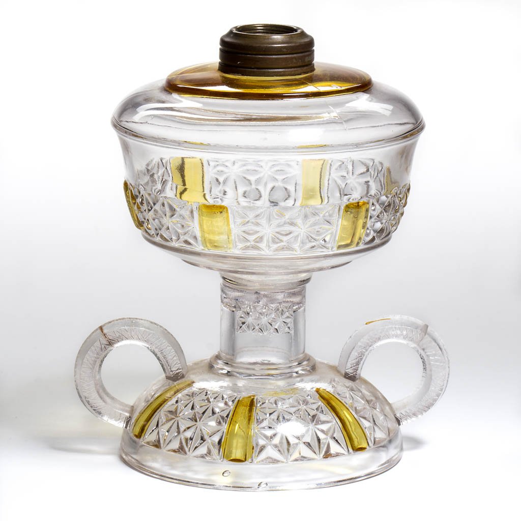 SIX PANEL FINECUT - AMBER-STAINED KEROSENE FINGER LAMP (1 of 1)