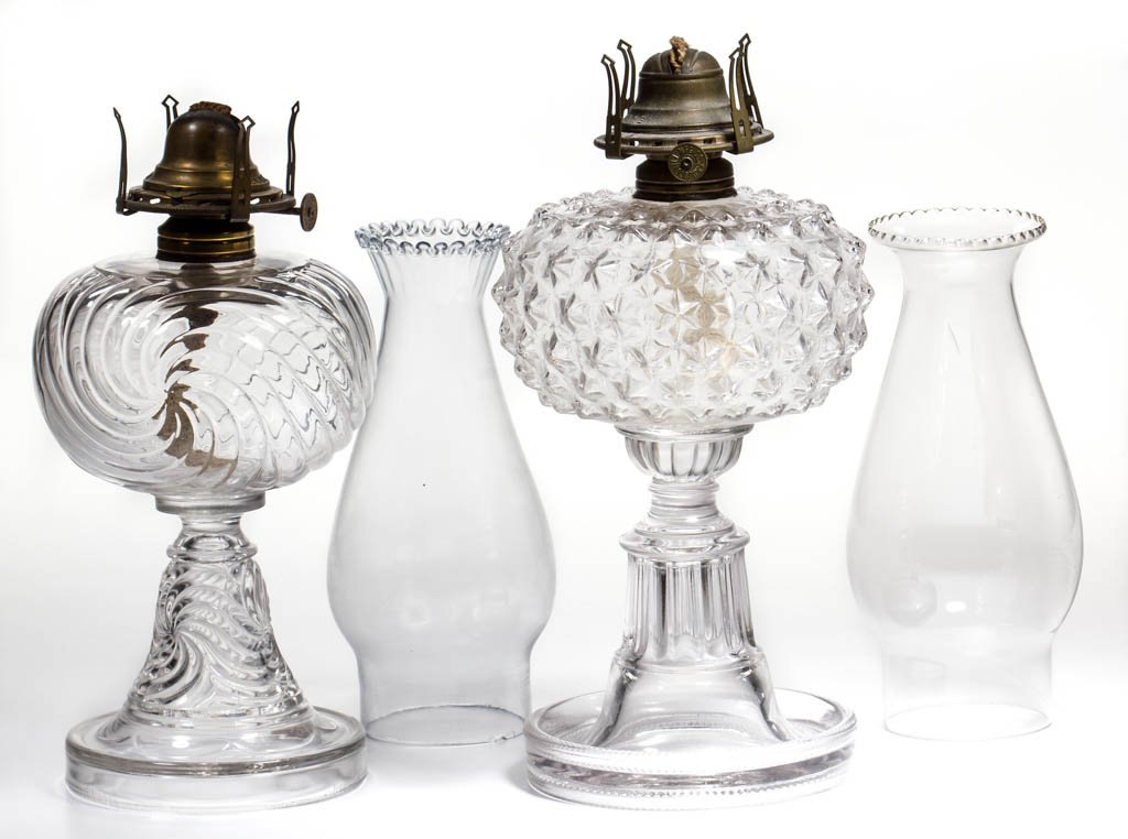 CENTRAL GLASS COMPANY KEROSENE STAND LAMPS, LOT OF TWO (1 of 1)