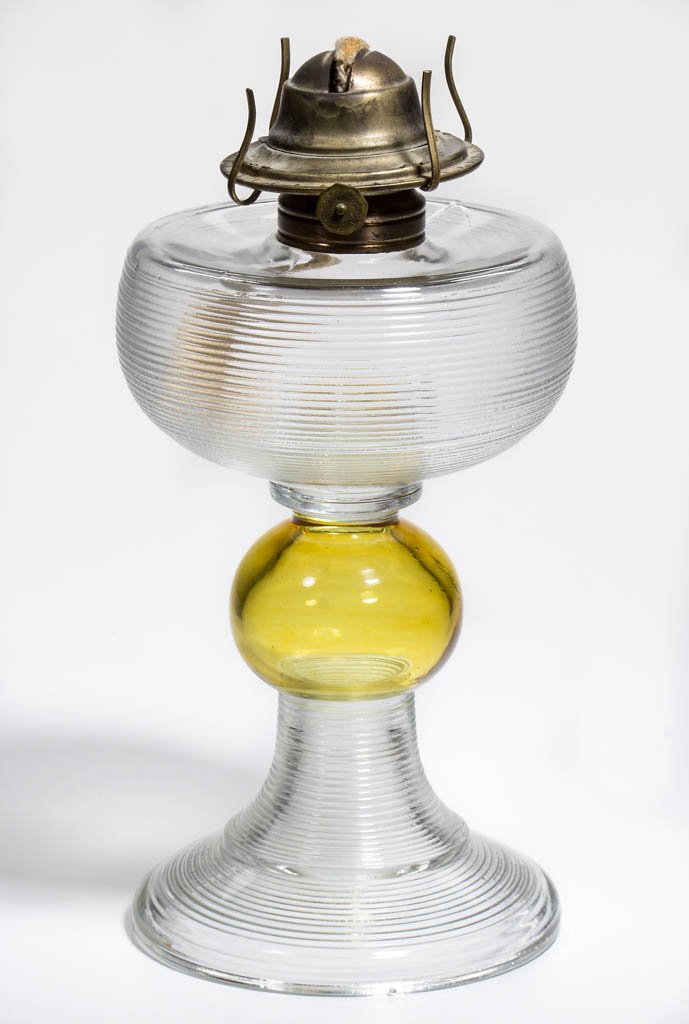 RIB AND BUBBLE STEM KEROSENE STAND LAMP (1 of 1)
