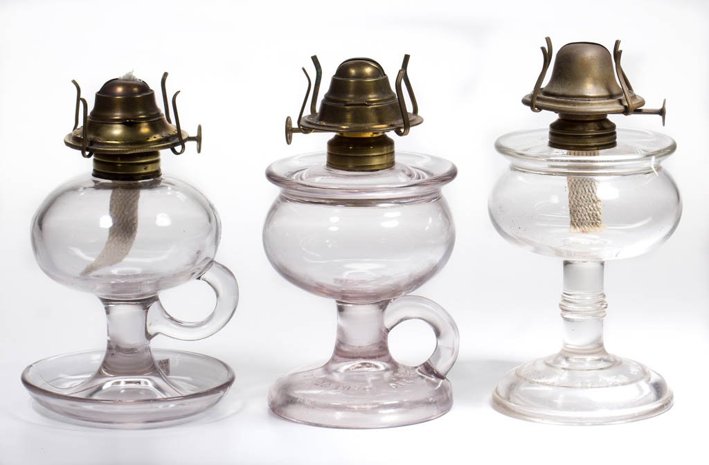 ASSORTED PATTERN KEROSENE LAMPS, LOT OF THREE (1 of 1)