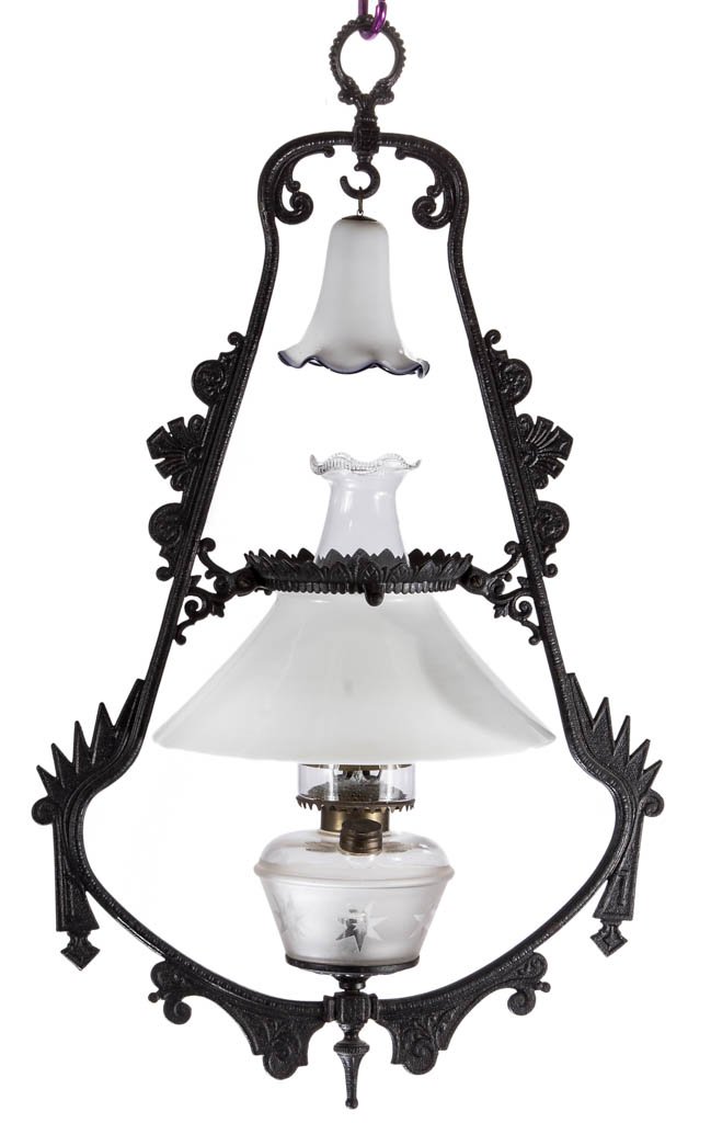 BRADLEY & HUBBARD CAST-IRON HANGING HALL PENDANT LAMP (1 of 1)