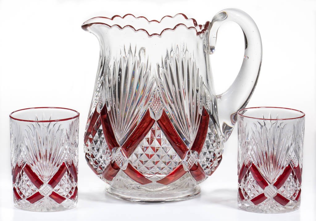 CHAMPION (OMN) - RUBY-STAINED THREE-PIECE WATER SET (1 of 1)