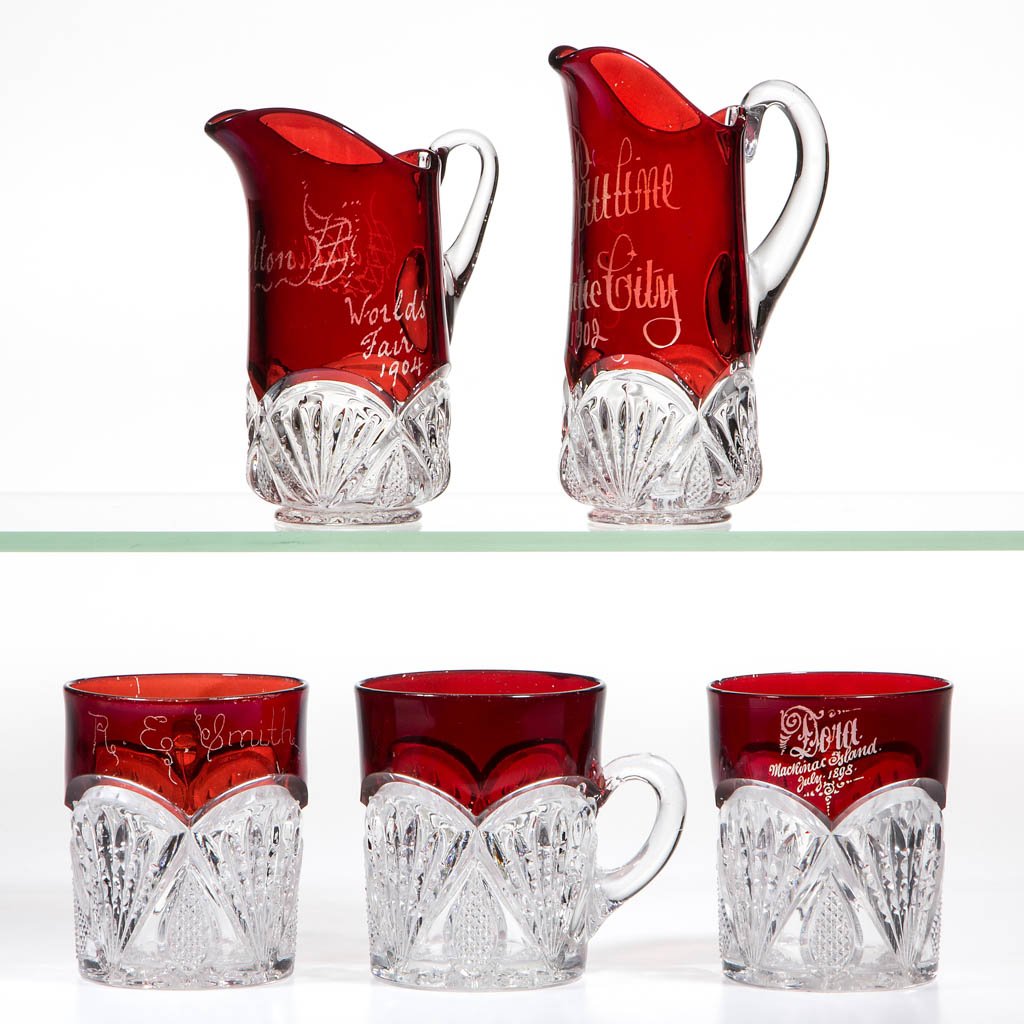 HEISEY NO. 1255 / PINEAPPLE AND FAN - RUBY-STAINED (1 of 1)