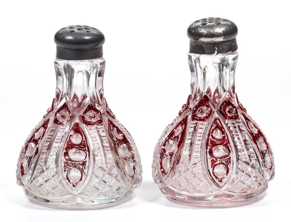 LENOX - RUBY-STAINED SALT AND PEPPER SHAKERS (1 of 1)