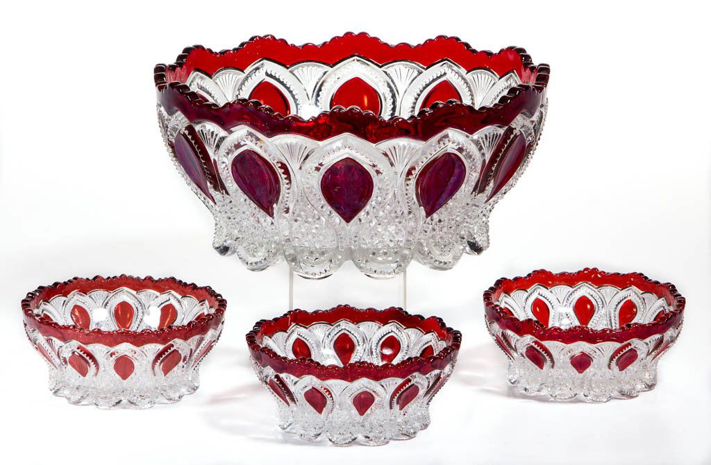NEW JERSEY - RUBY-STAINED FOUR-PIECE BERRY SET (1 of 1)