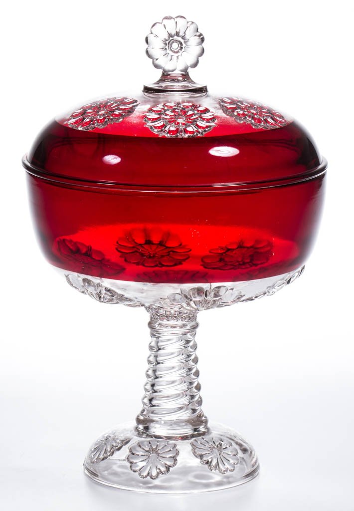 RIVERSIDE NO. 408 / DOUBLE DAISY - RUBY-STAINED COVERED (1 of 1)