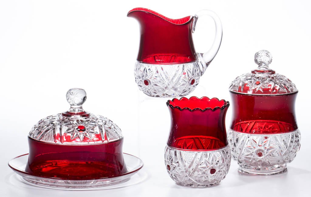 ROBINSON'S PURITAN - RUBY-STAINED FOUR-PIECE TABLE SET (1 of 1)