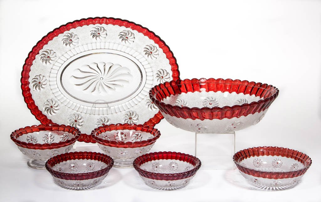 ROMAN ROSETTE - RUBY-STAINED ARTICLES, LOT OF SEVEN (1 of 1)