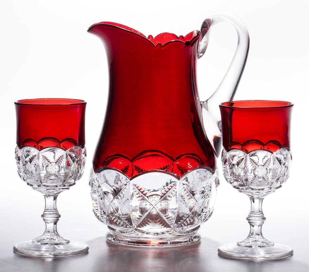 SUMMIT - RUBY-STAINED THREE-PIECE WATER SET (1 of 1)