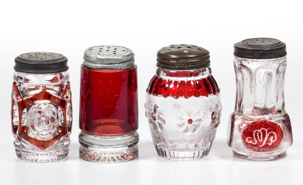 ASSORTED EAPG - RUBY-STAINED SALT AND PEPPER SHAKERS, (1 of 1)