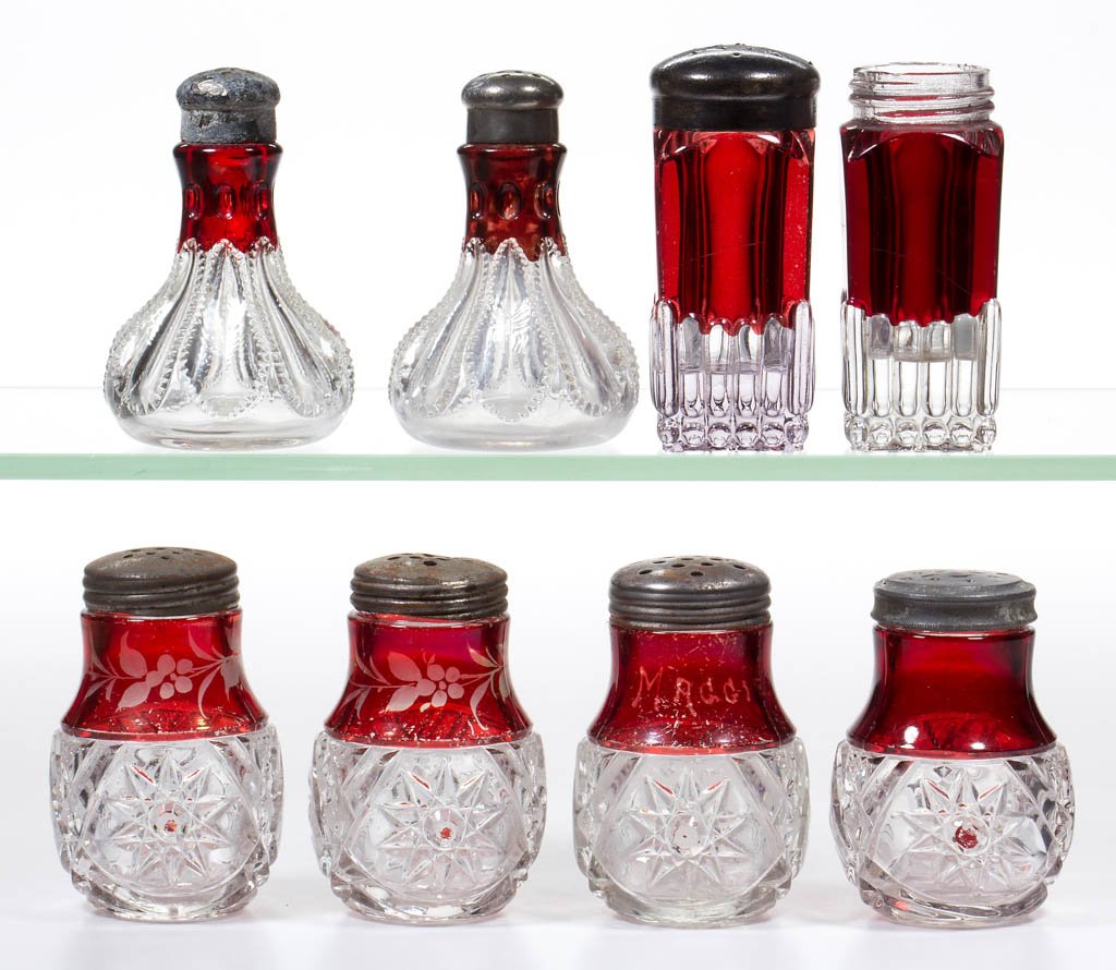 ASSORTED EAPG - RUBY-STAINED SALT AND PEPPER SHAKERS, (1 of 1)