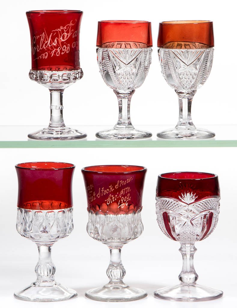 ASSORTED EAPG - RUBY-STAINED WINES, LOT OF SIX (1 of 1)