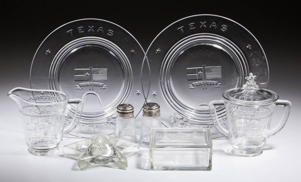 TEXAS CENTENNIAL EMBOSSED TABLE AND OTHER ARTICLES, LOT (1 of 1)