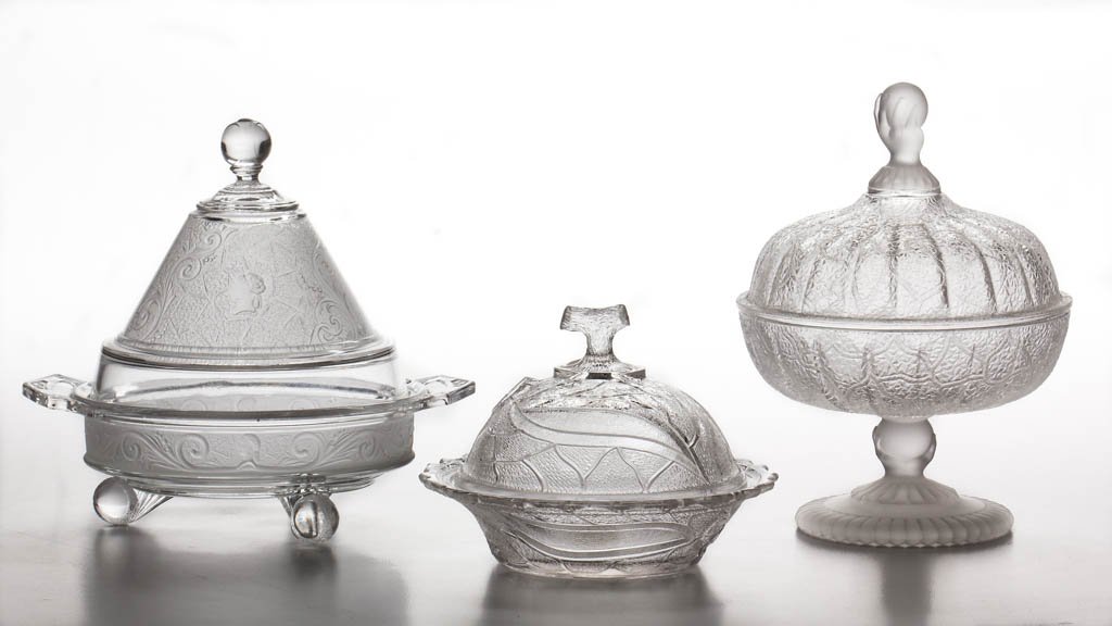 ASSORTED EAPG COVERED BUTTER DISHES, LOT OF THREE (1 of 1)