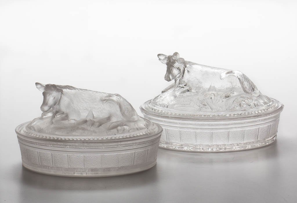 FIGURAL COW BUTTER DISHES, LOT OF TWO (1 of 1)