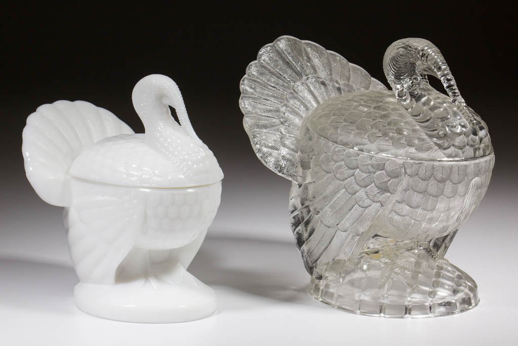 PRESSED NOVELTY TURKEY COVERED DISHES, LOT OF TWO (1 of 1)