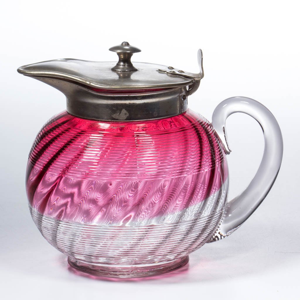 THREADED RUBINA SWIRL SYRUP PITCHER (1 of 1)