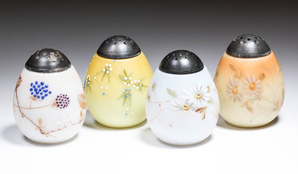 ASSORTED MT. WASHINGTON EGG SALT SHAKERS, LOT OF FOUR (1 of 1)