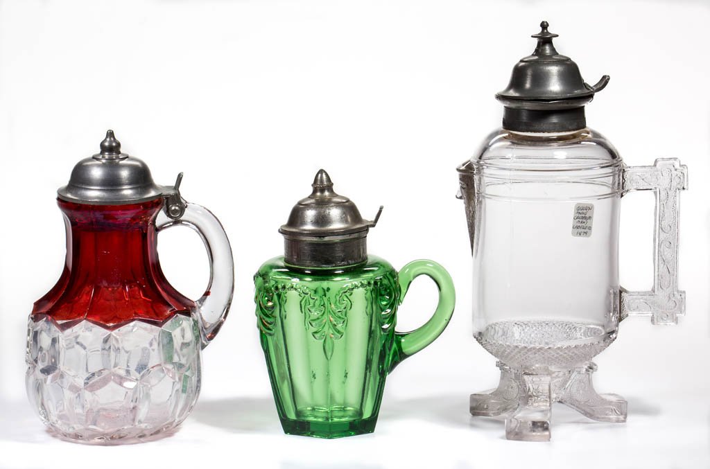 ASSORTED EAPG SYRUP PITCHERS, LOT OF THREE (1 of 1)