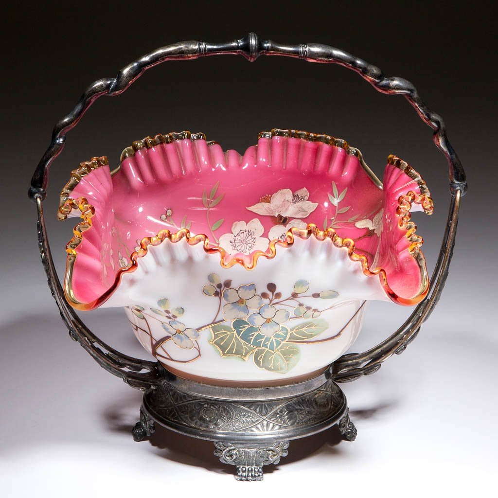 CASED ART GLASS BRIDE'S BASKET (1 of 1)