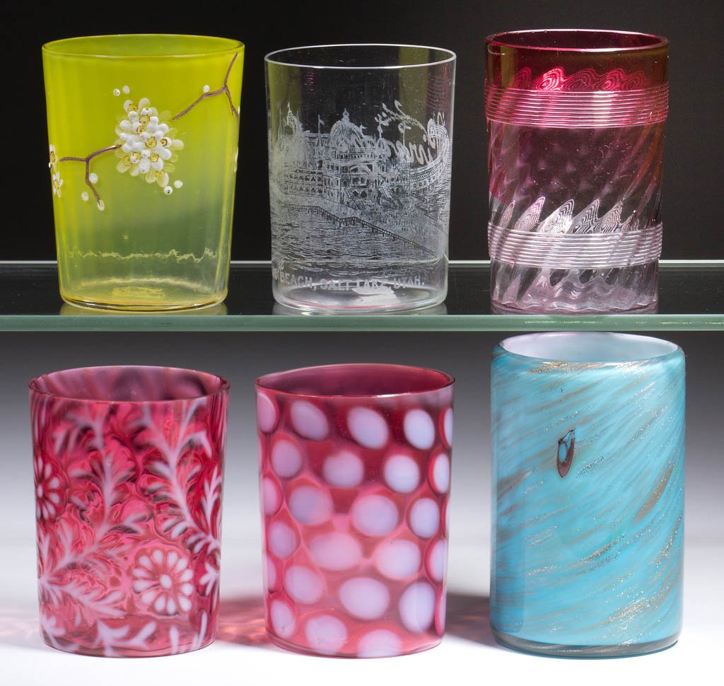 ASSORTED BLOWN GLASS TUMBLERS, LOT OF SIX (1 of 1)