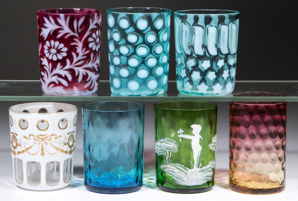 ASSORTED BLOWN GLASS TUMBLERS, LOT OF SIX (1 of 1)