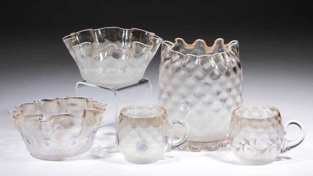 POMONA CORNFLOWER DIAMOND-OPTIC ARTICLES, LOT OF FIVE (1 of 1)