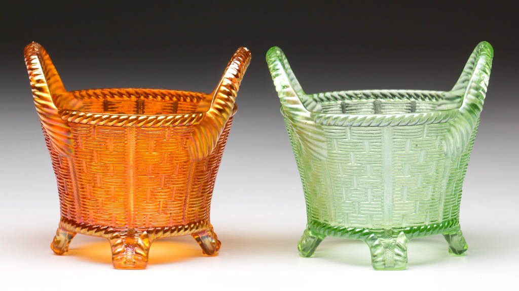 NORTHWOOD BUSHEL BASKET CARNIVAL GLASS BOWLS, LOT OF (1 of 1)