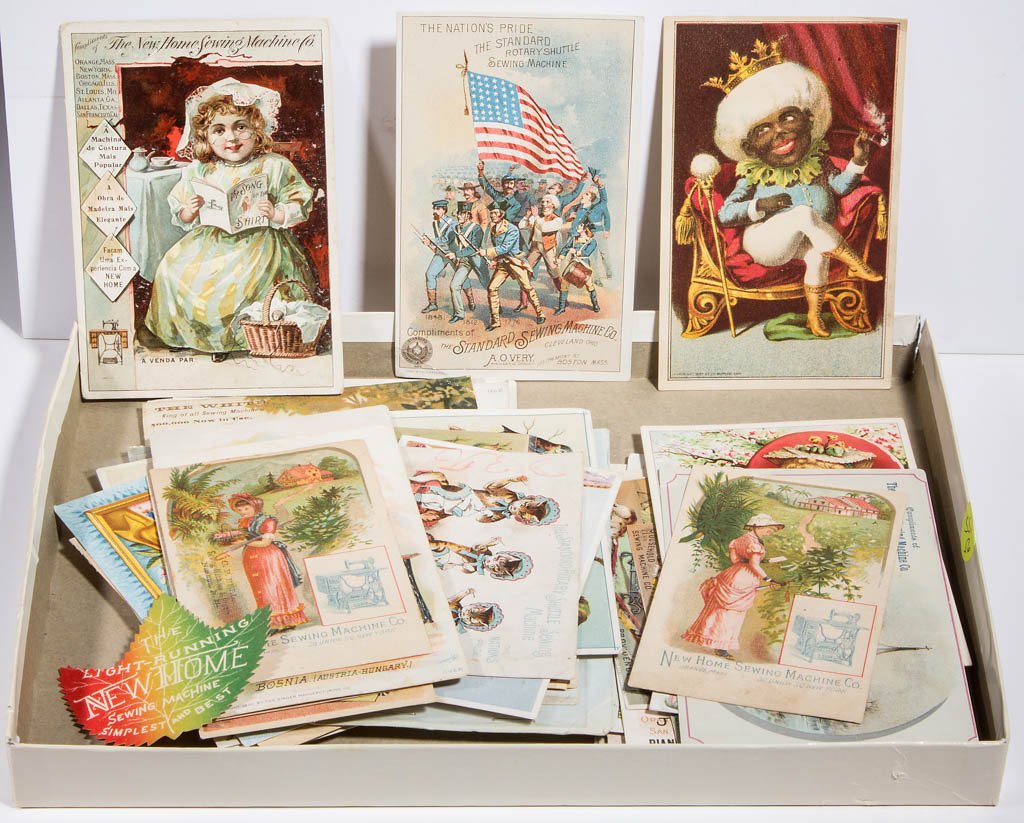 SEWING MACHINE ADVERTISING TRADE CARDS, LOT OF 56 (1 of 1)