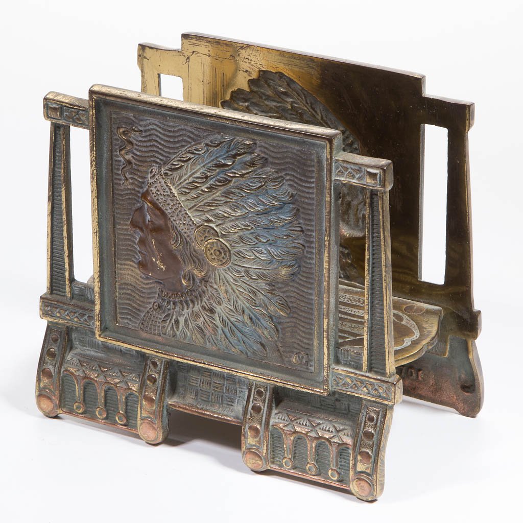 NATIVE AMERICAN FIGURAL BRONZE / BRASS LETTER HOLDER (1 of 1)