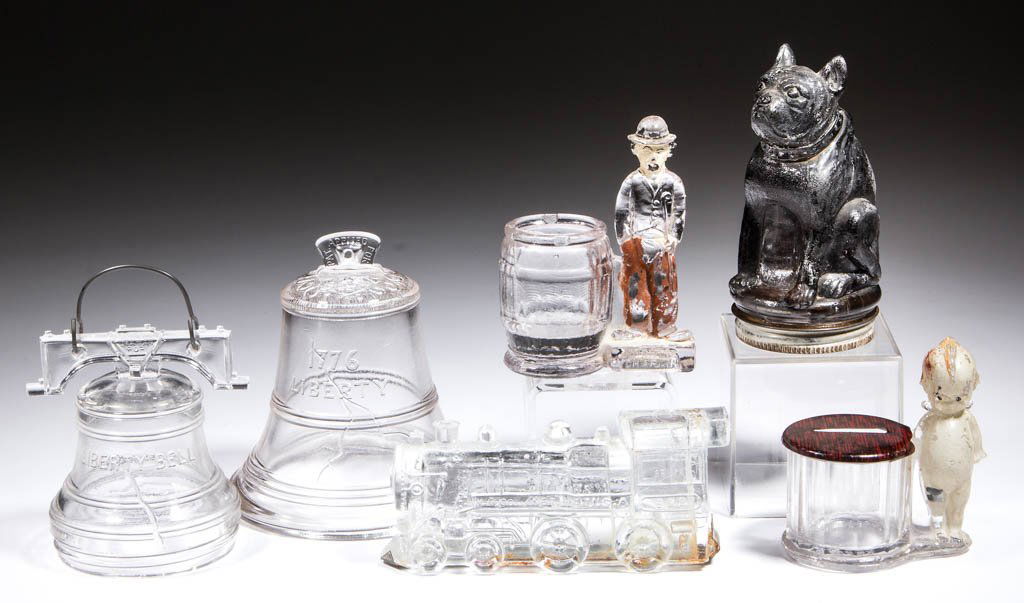 ASSORTED NOVELTY GLASS CANDY CONTAINERS / BANKS, LOT OF (1 of 1)