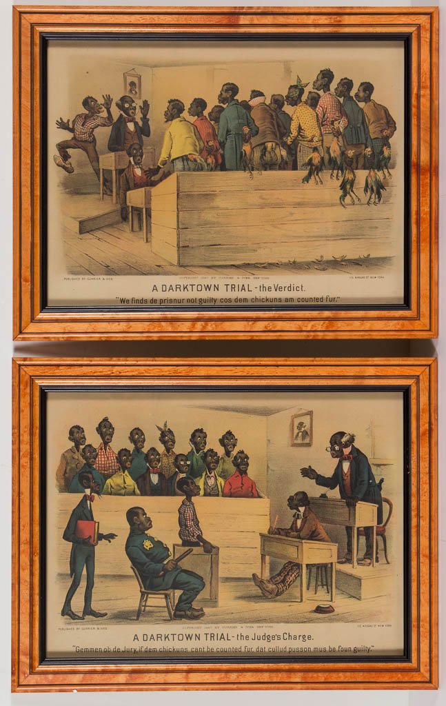 PAIR OF CURRIER & IVES BLACK AMERICANA PRINTS (1 of 3)